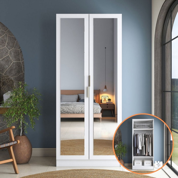 Hanah Home Armario Blanco con Estanterías Hanah Home Armario Blanco con Estanterías